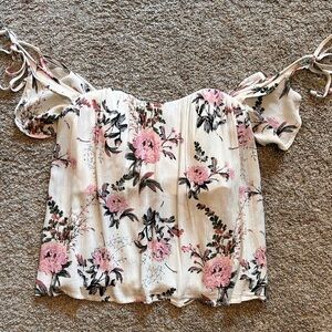 Charlotte Russe Cream Smocked Blouse Sleeveless